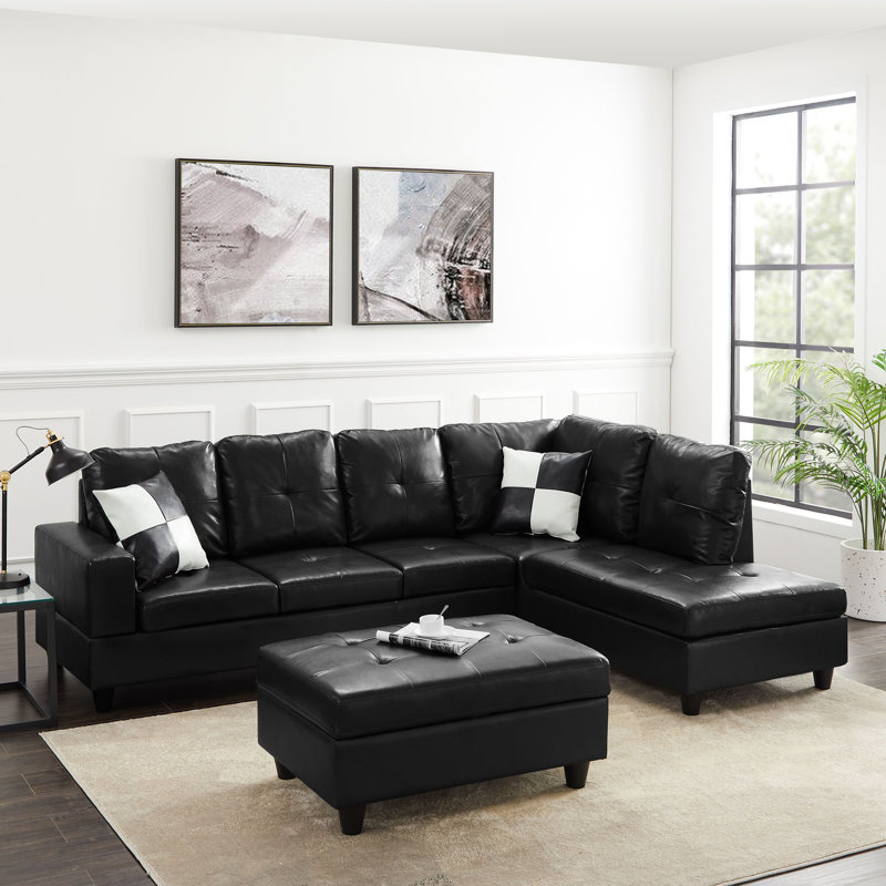 Latitude Run Modern Large PU Sectional Sofa L-Shape 